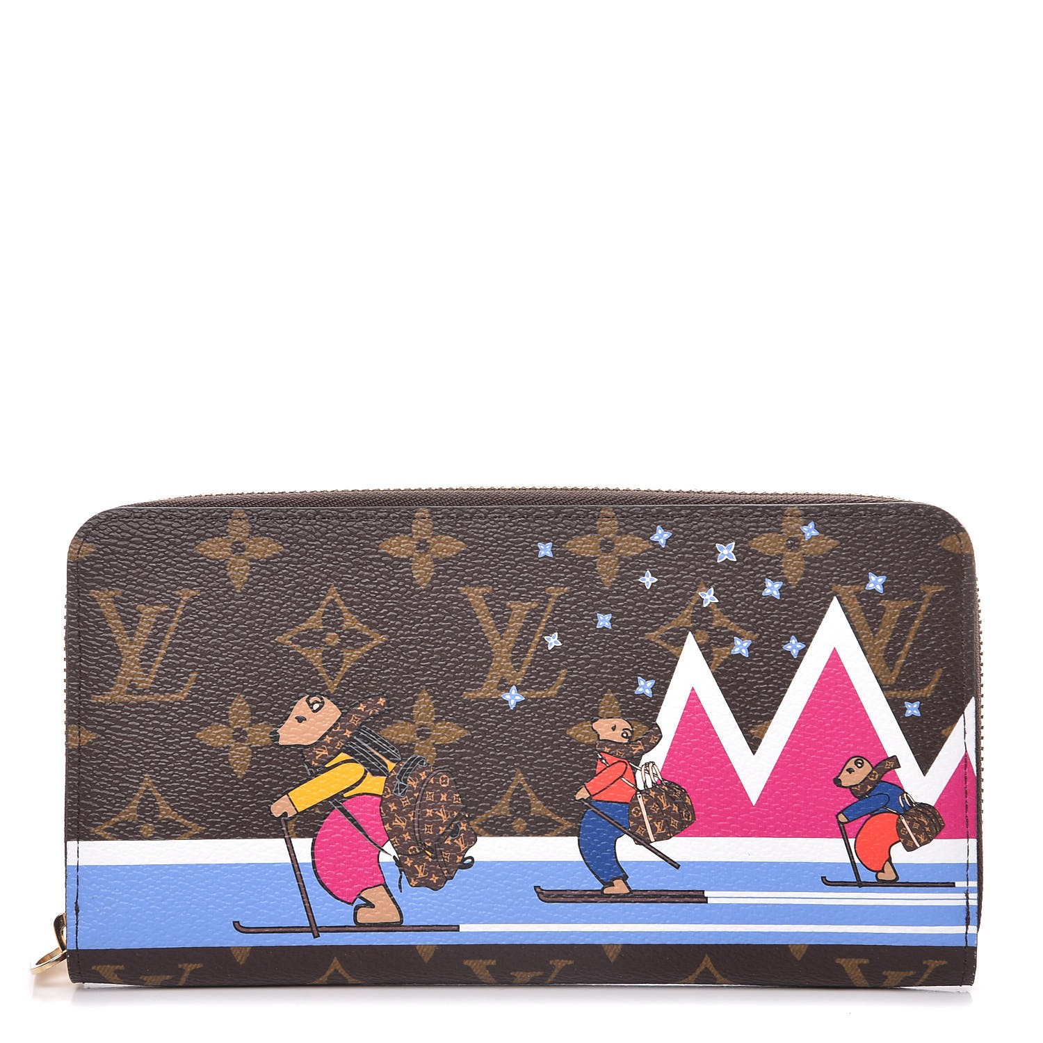 Louis Vuitton Brown Monogram Coated Canvas Christmas Animation Zippy Coin Purse Wallet Gold Hardware, 2020 (Very Good), Womens Handbag
