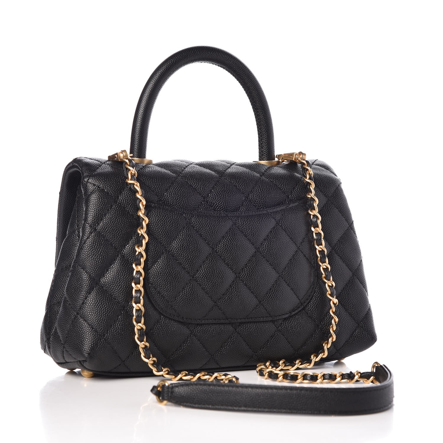 caviar quilted extra mini coco handle flap black