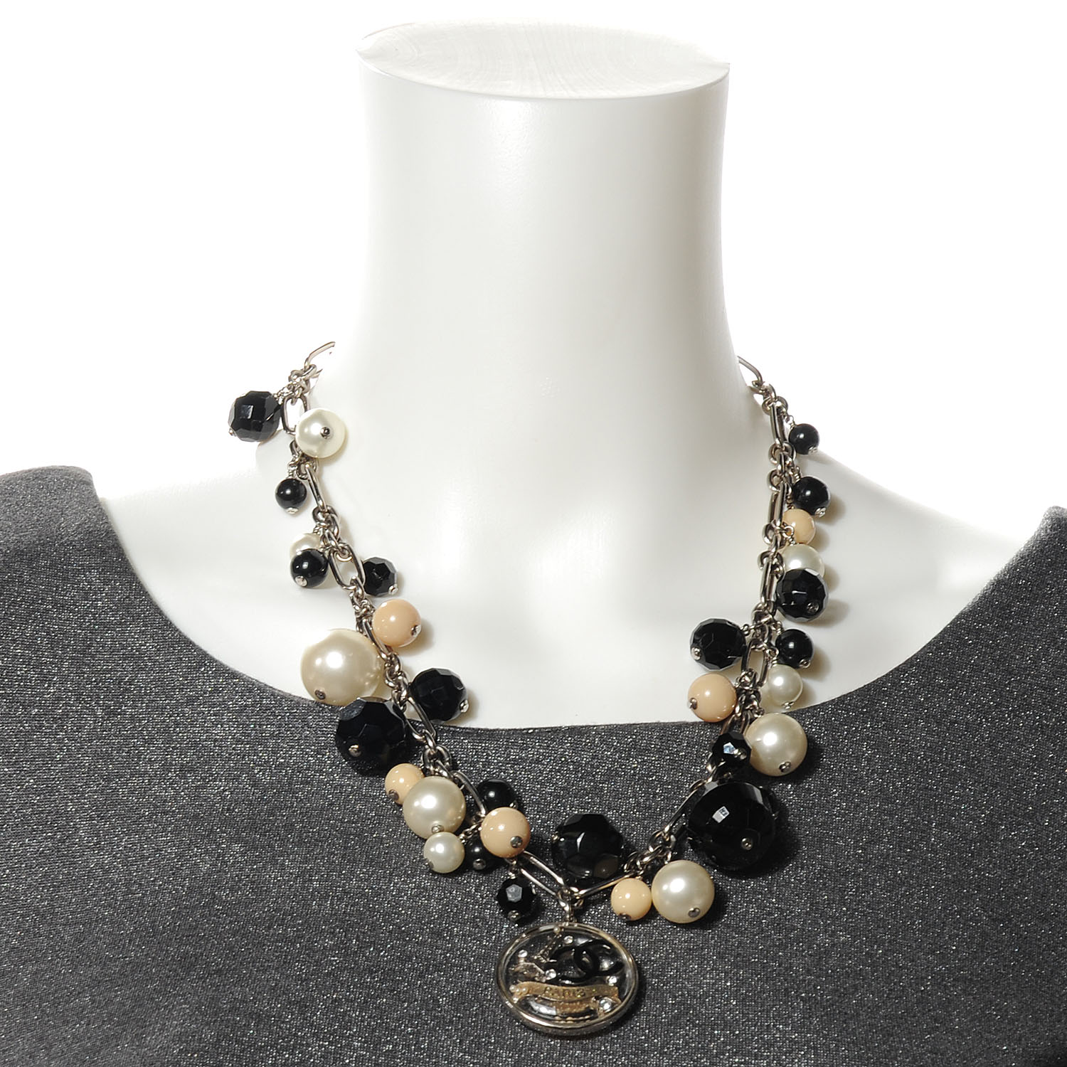 CHANEL Pearl Beaded CC Paris Necklace 54496