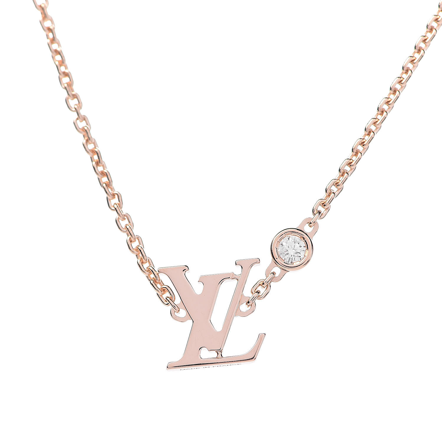 LOUIS VUITTON 18K Pink Gold Diamond Idylle Blossom LV Pendant Necklace 497505