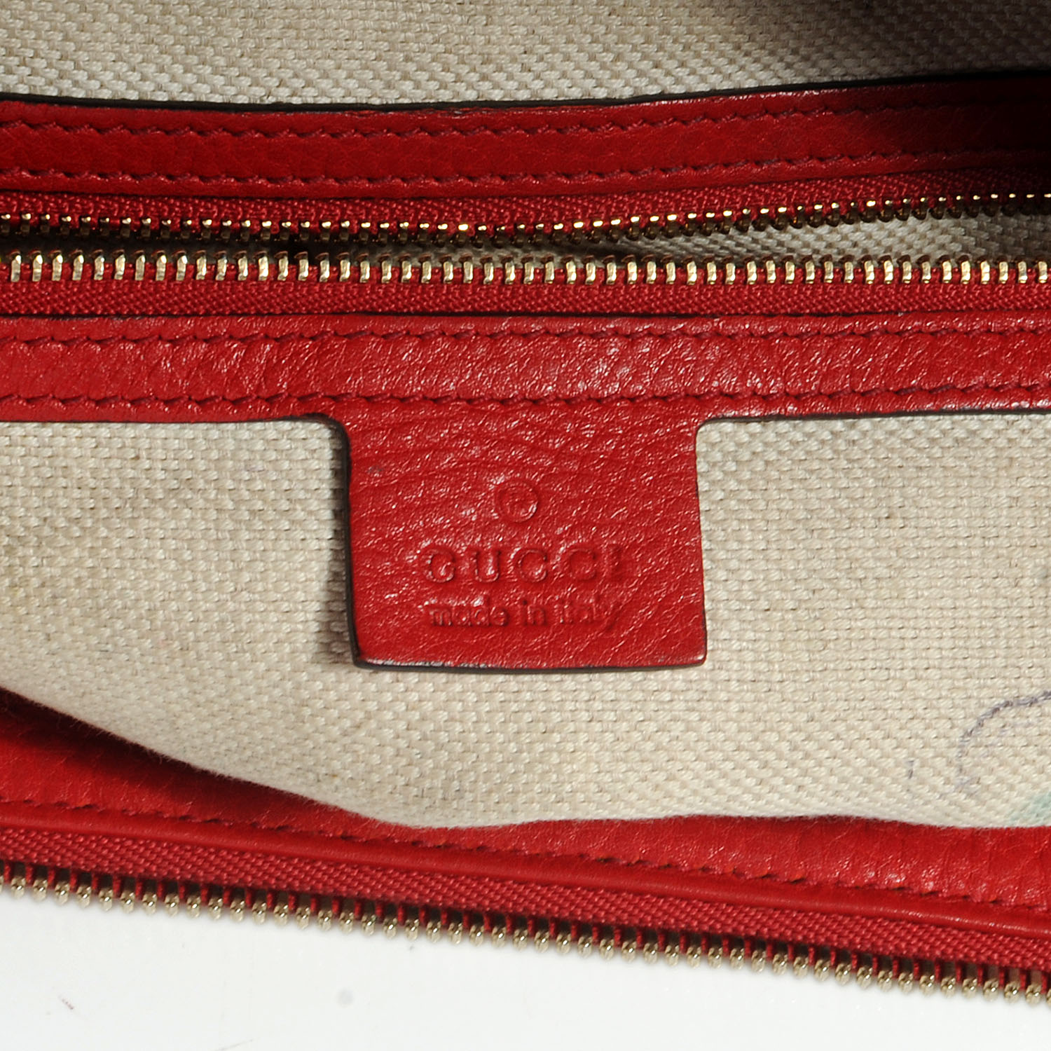 GUCCI Leather Medium Soho Messenger Bag Red 58777