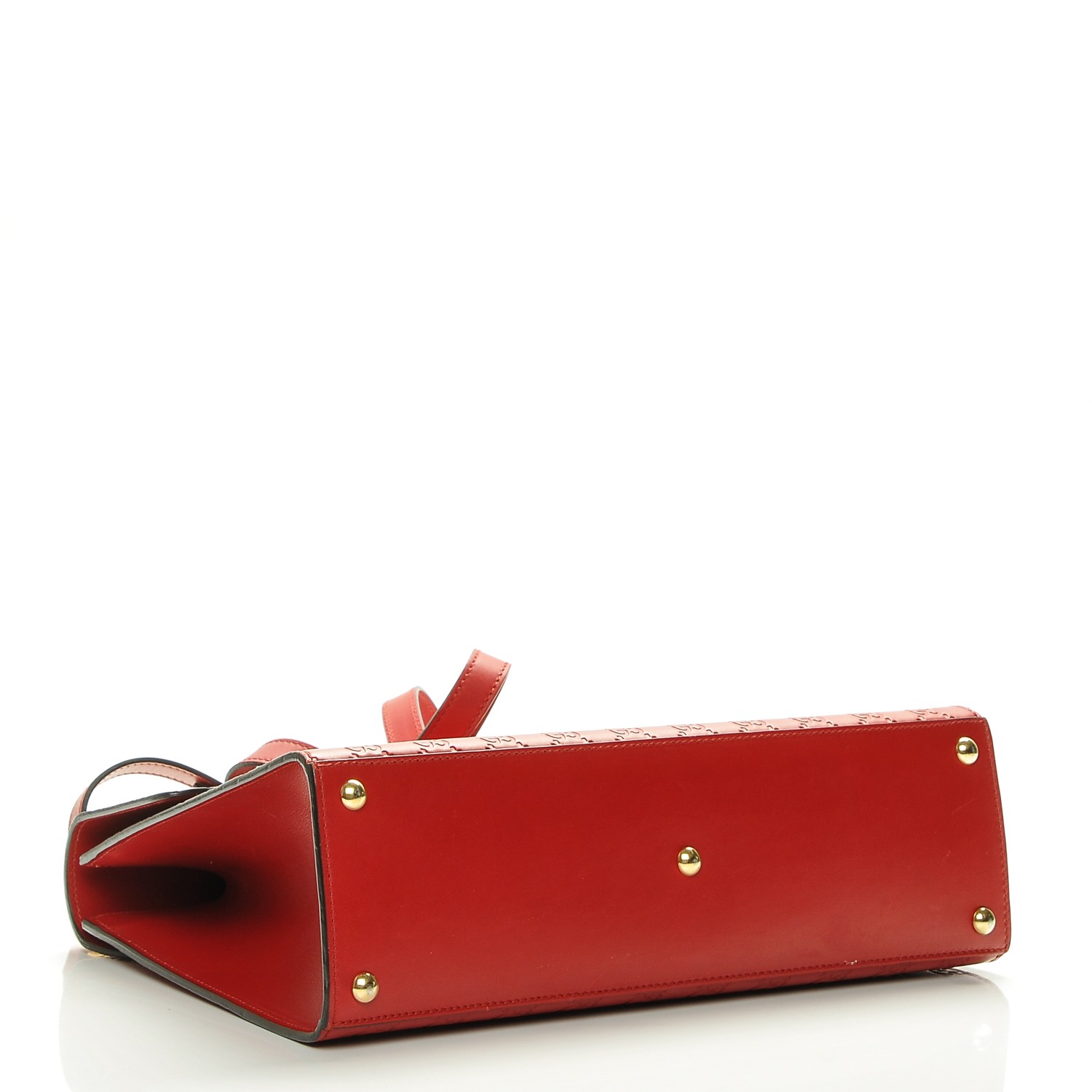 GUCCI Guccissima Medium Padlock Signature Top Handle Bag Hibiscus Red