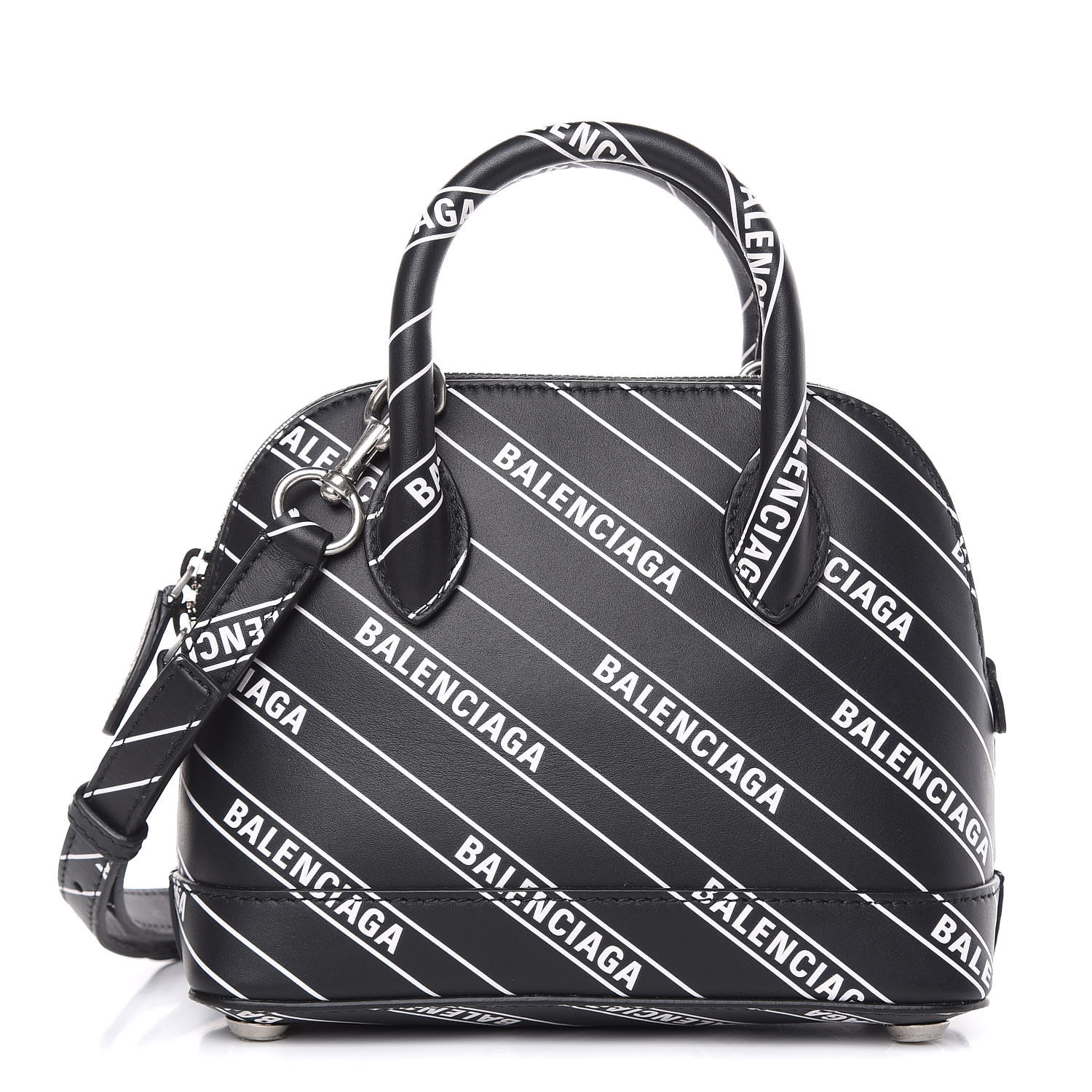Have en picnic Milepæl vandfald BALENCIAGA Calfskin Logo Print XXS Ville Top Handle Bag Black White 513042  | FASHIONPHILE