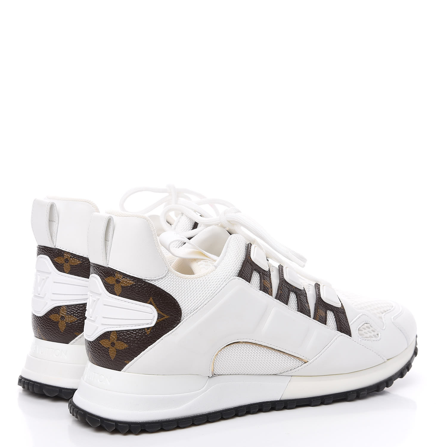 LOUIS VUITTON Monogram Calfskin Run Away Sneakers 39 White 566461