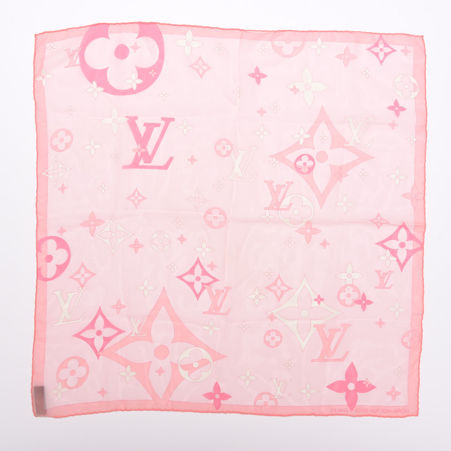 LOUIS VUITTON Silk Crepe Monogram Scarf Pink 563167