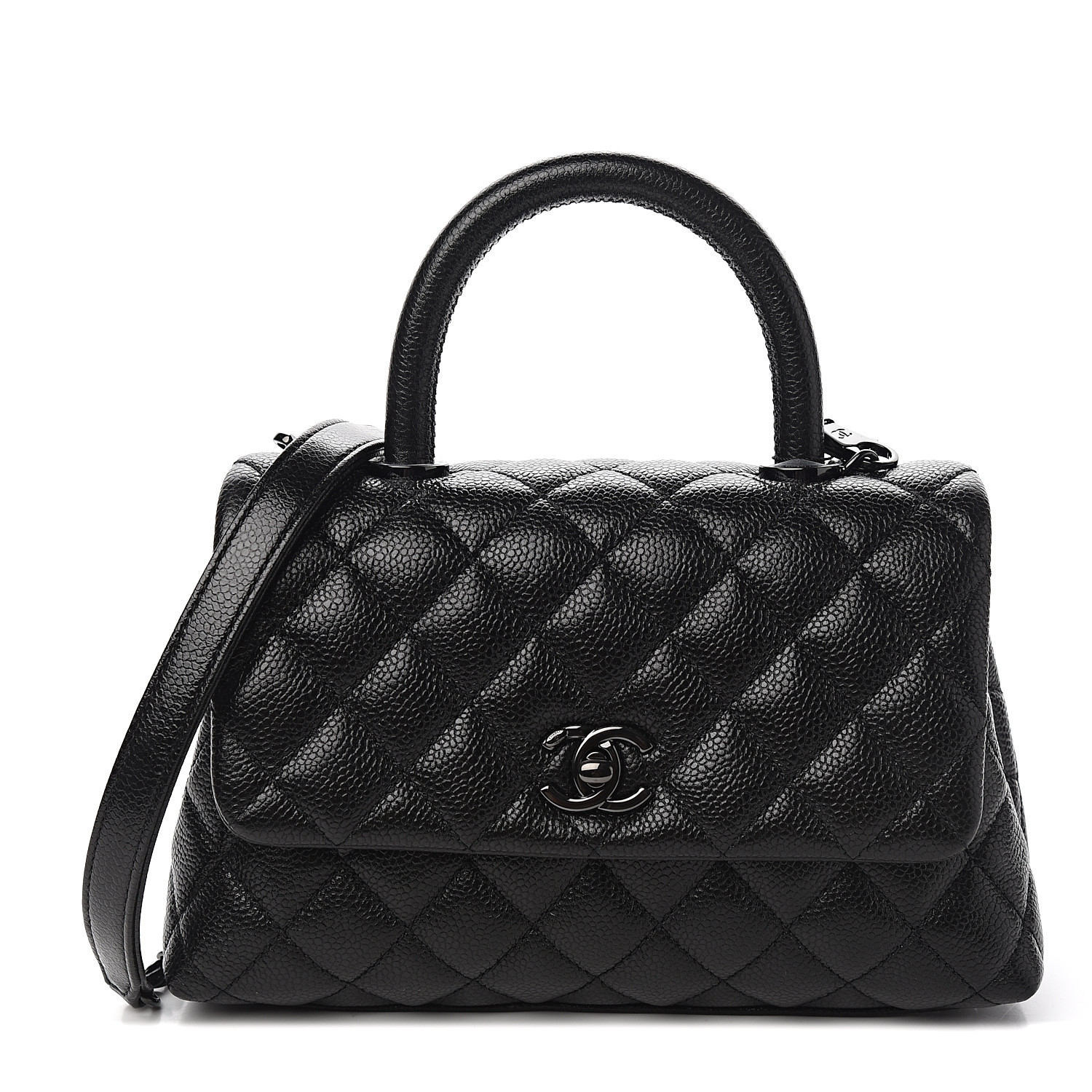 caviar quilted extra mini coco handle flap black