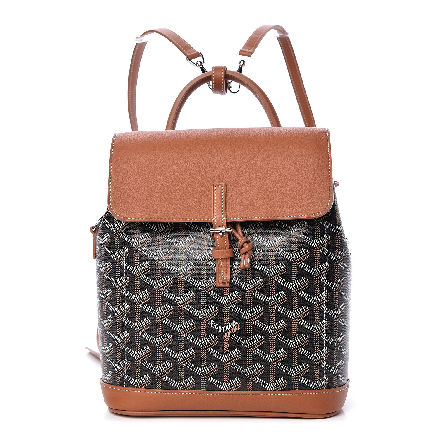GOYARD Goyardine Calfskin Mini Alpin Backpack Black Gold 490685