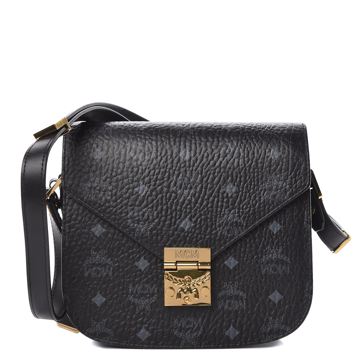 MCM Visetos Small Patricia Crossbody Bag Black 491392