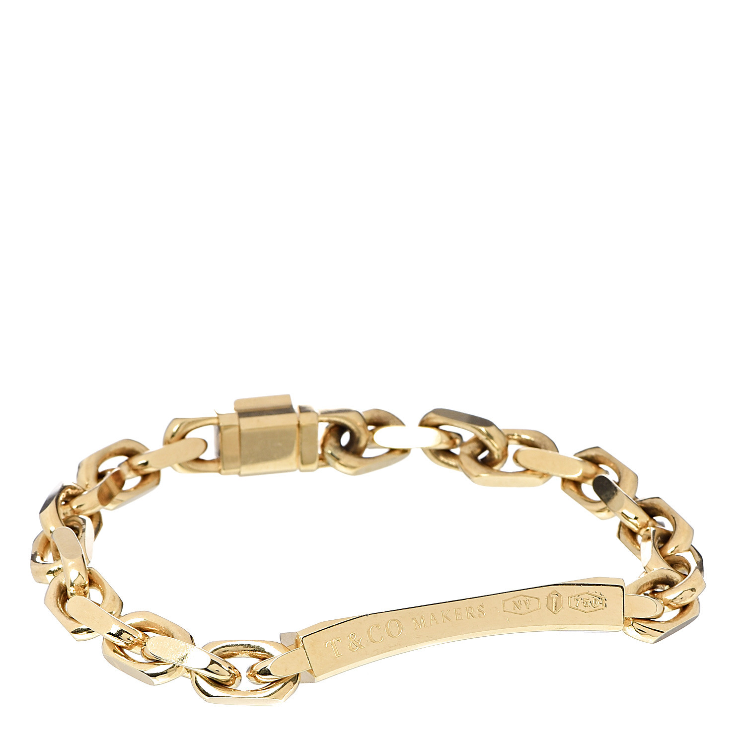 TIFFANY 18K Yellow Gold 1837 Makers ID Chain Bracelet 491701
