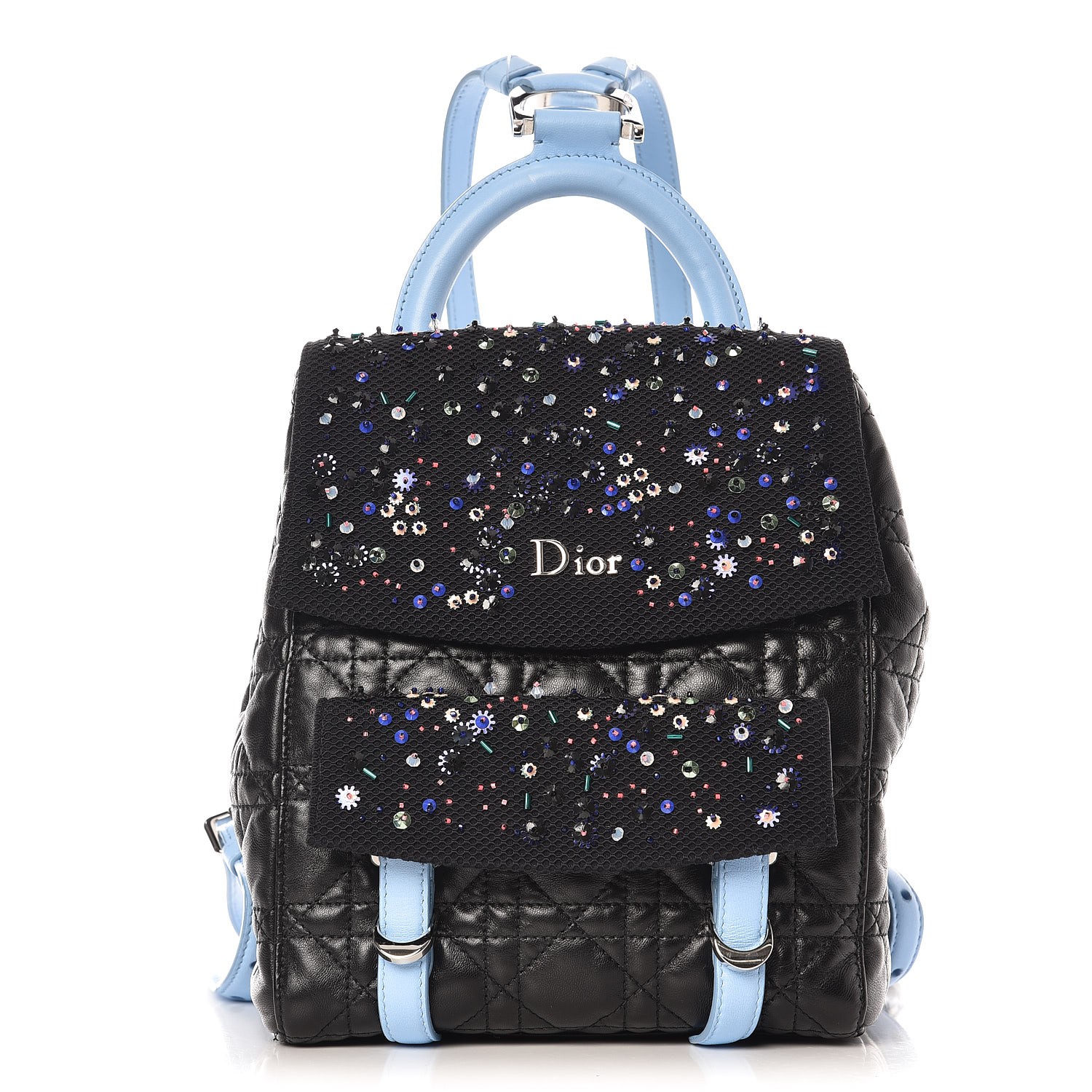 CHRISTIAN DIOR Lambskin Cannage Embellished Small Stardust 