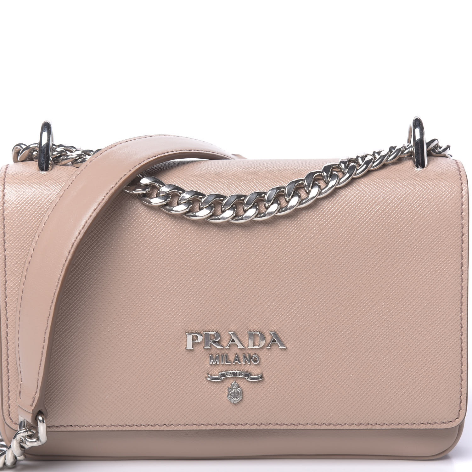 PRADA Saffiano Soft Calfskin Chain Crossbody Bag Cipria 630123 ...