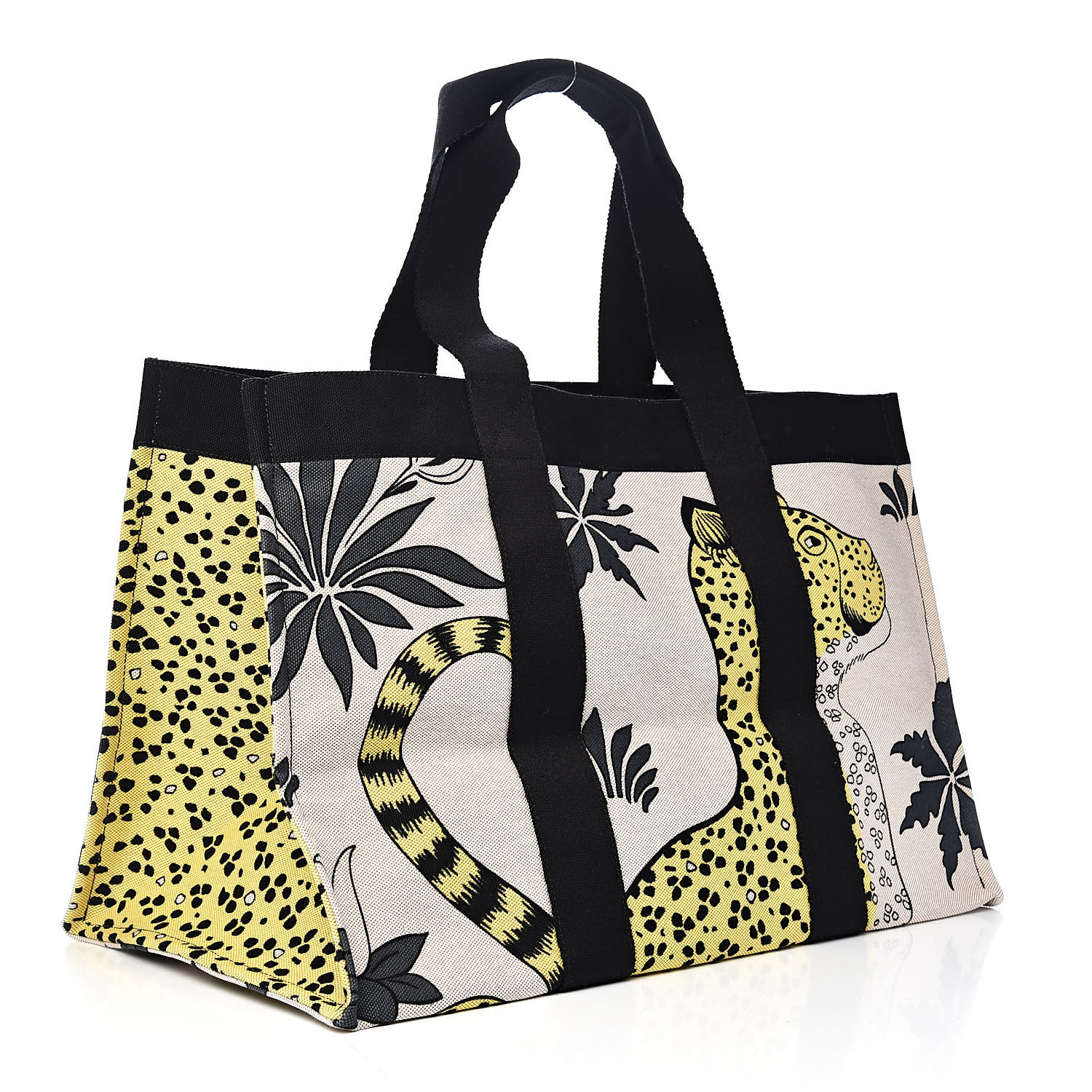 HERMES Cotton Canvas Leopard Beach Bag 525163 | FASHIONPHILE