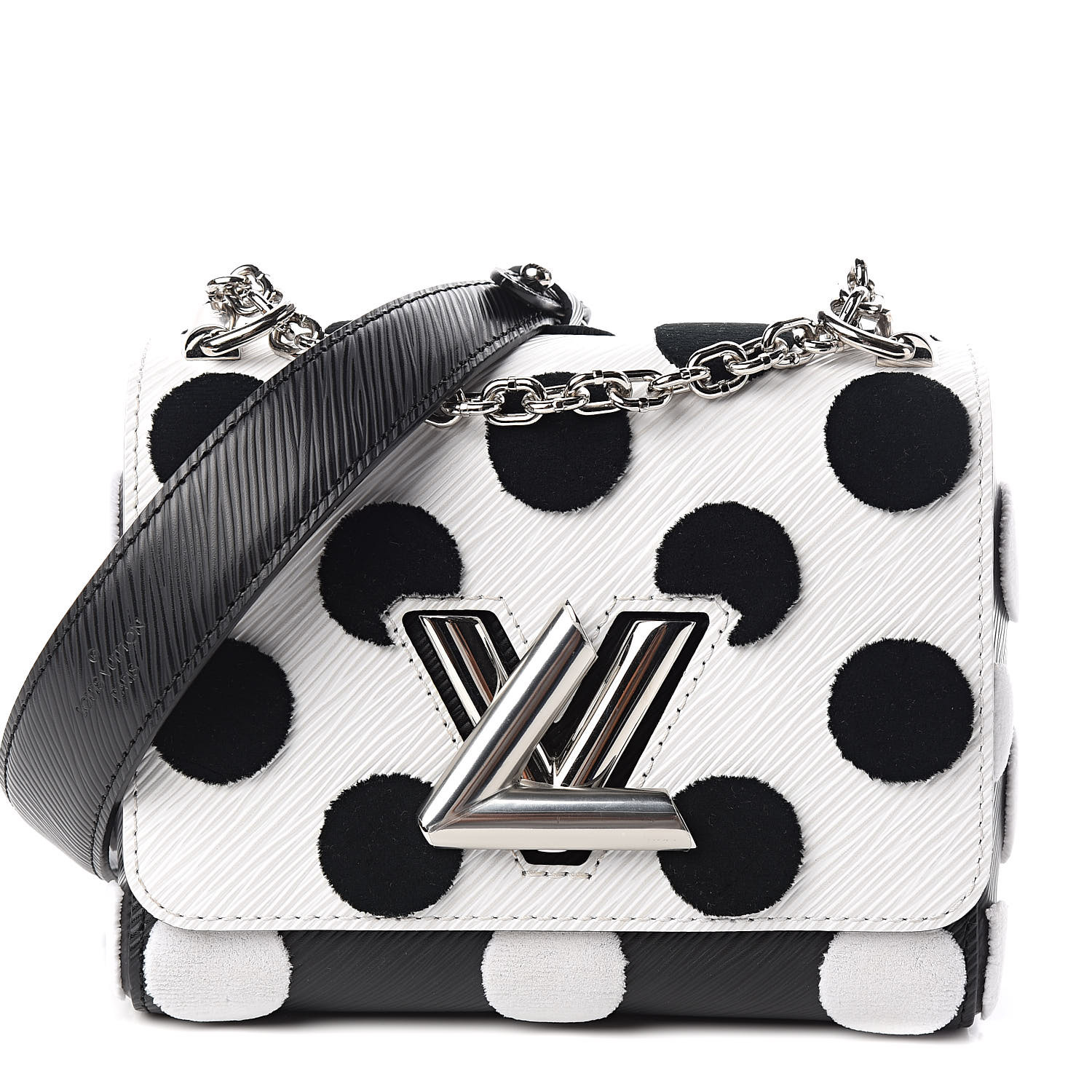 LOUIS VUITTON Epi Polka Dots Twist PM Blanc Black 527298