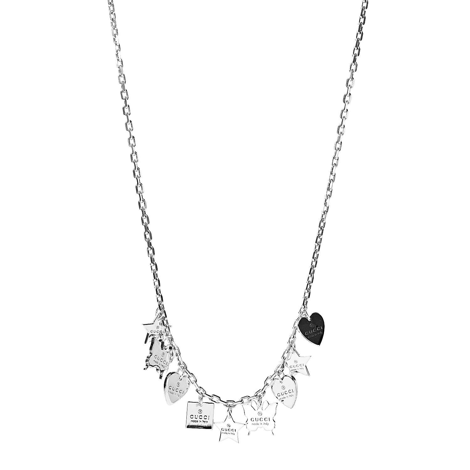 GUCCI Sterling Silver Trademark Charm Necklace 524486 | FASHIONPHILE
