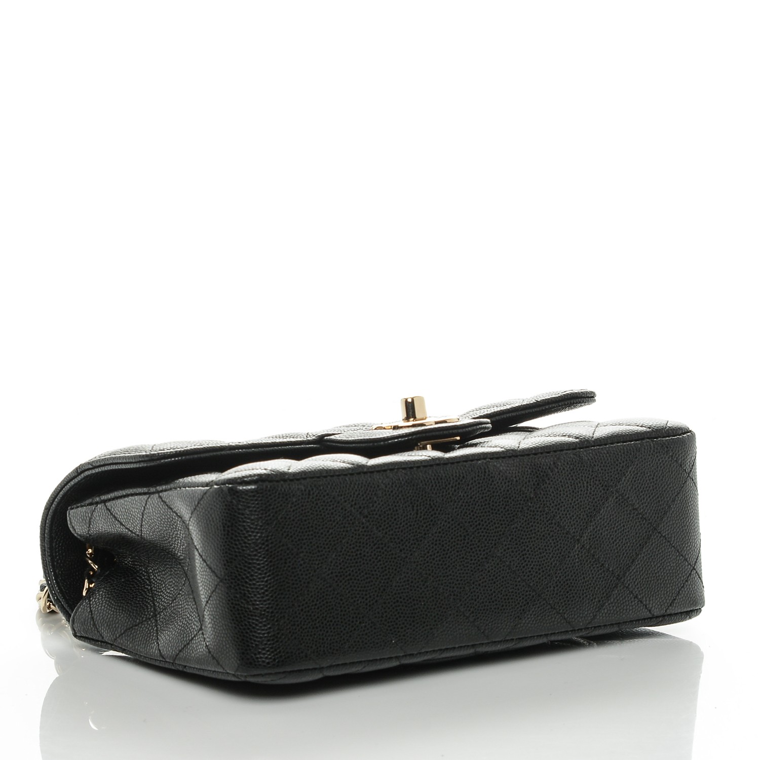 caviar quilted mini top handle rectangular flap black