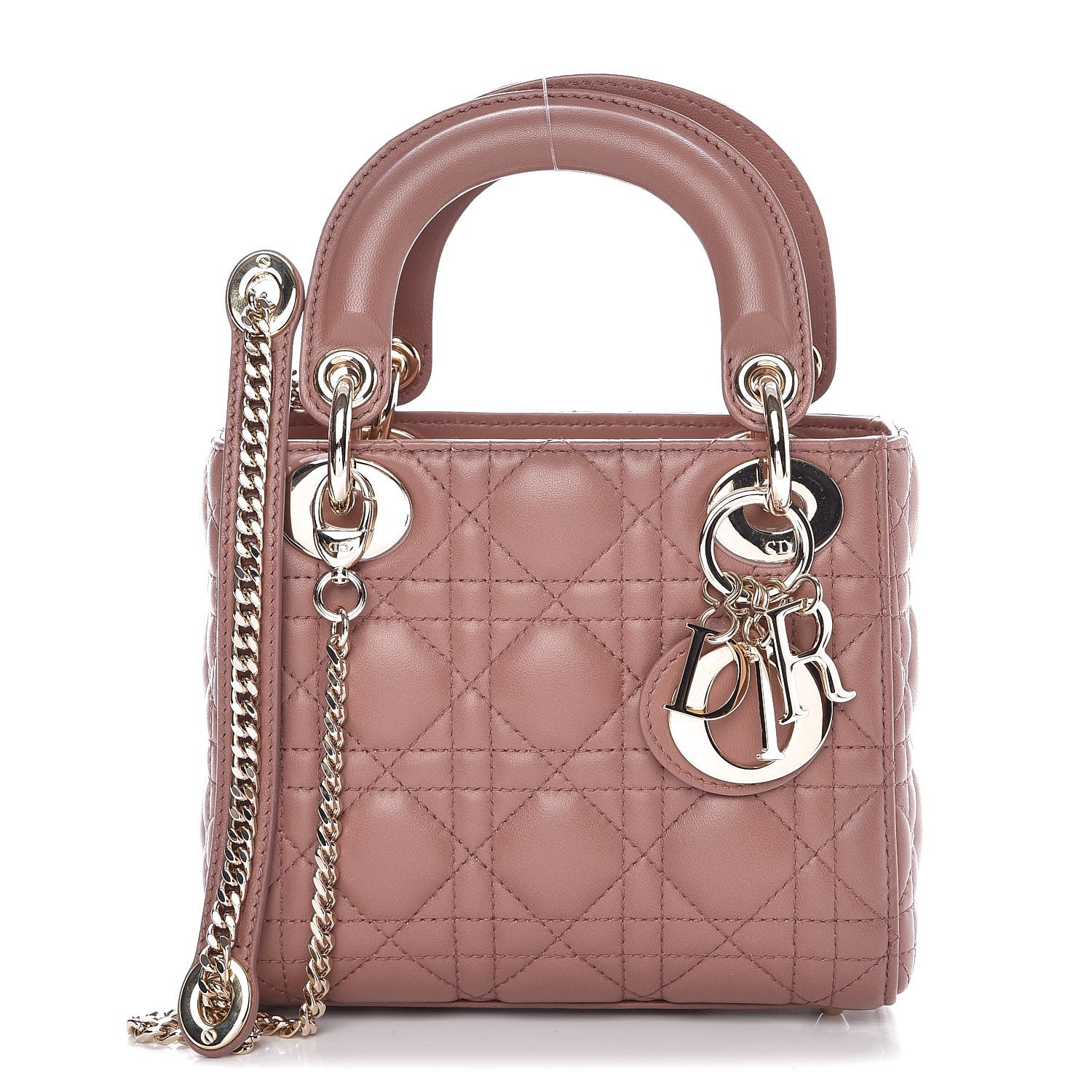 mini lady dior bag in pink lambskin