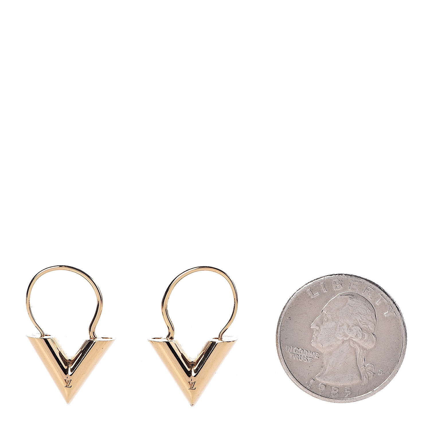 LOUIS VUITTON Essential V Hoop Earrings Gold 421016