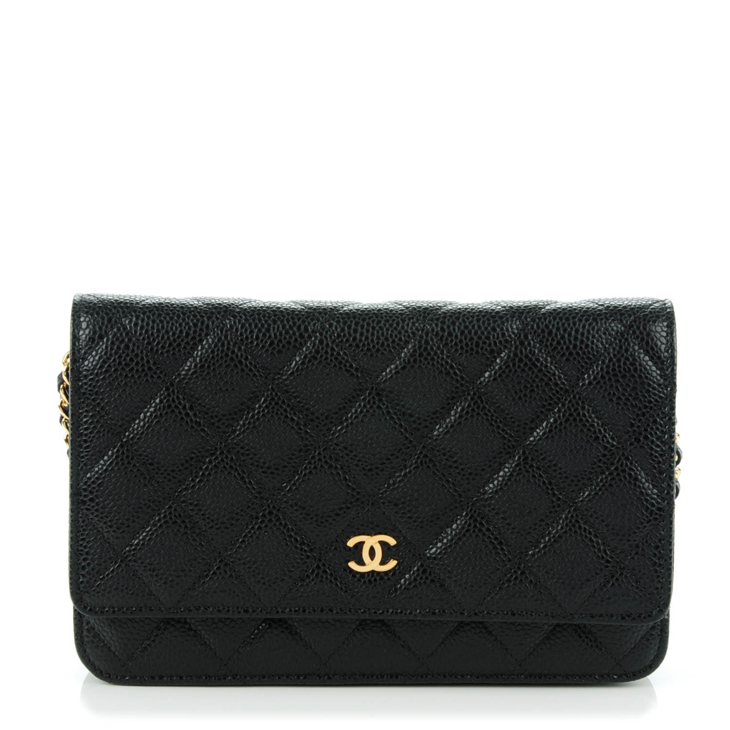 CHANEL Caviar Quilted Wallet On Chain WOC Black 135234