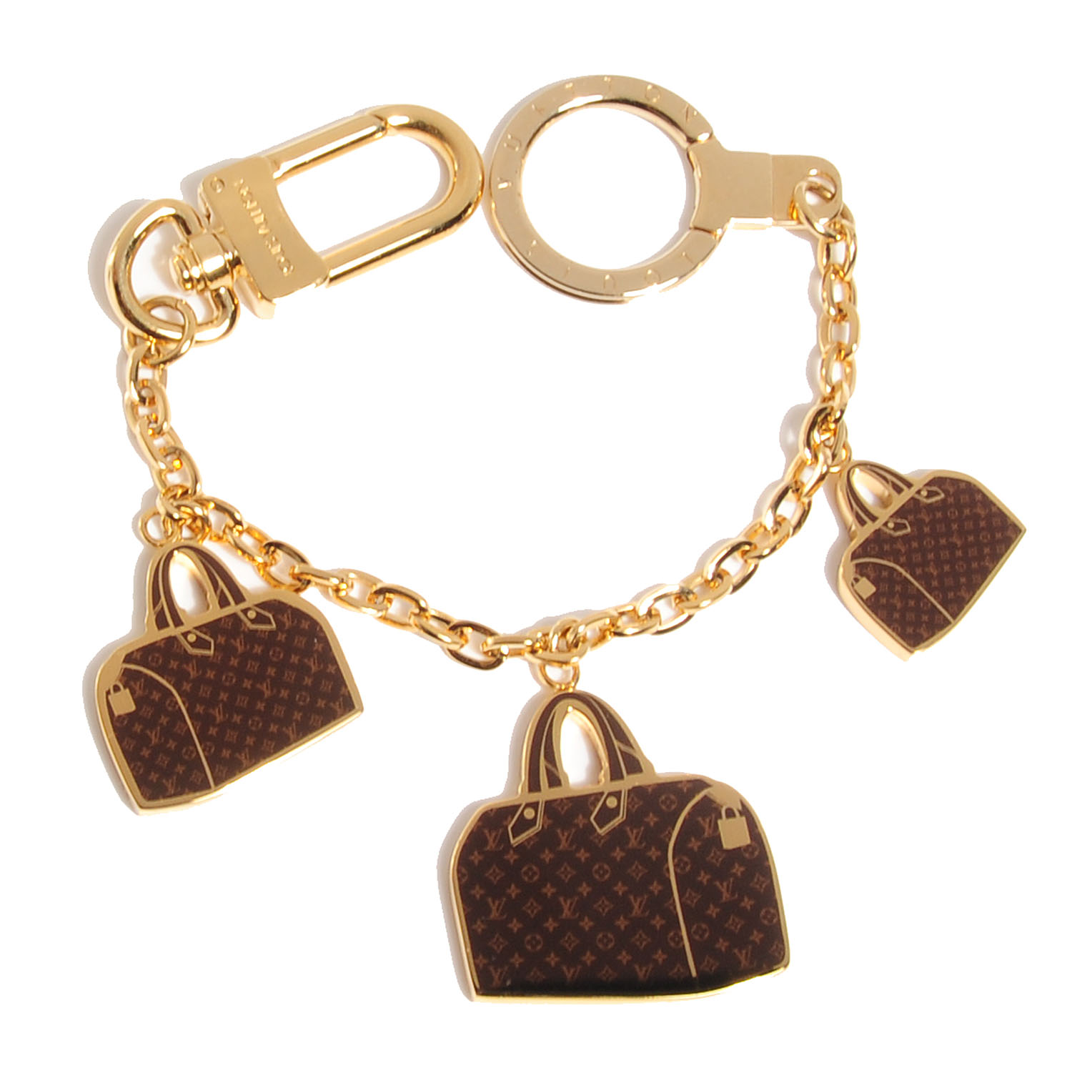 LOUIS VUITTON Monogram Iconic Speedy Bag Charm Chain Gold 84487