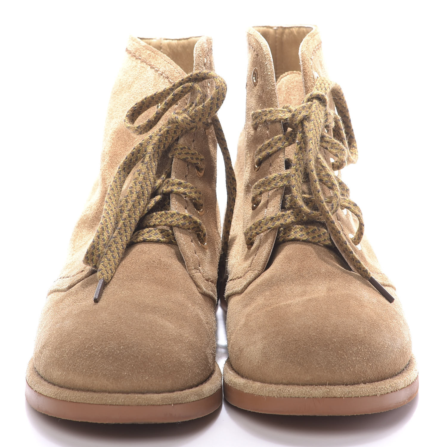chanel lace up boots beige