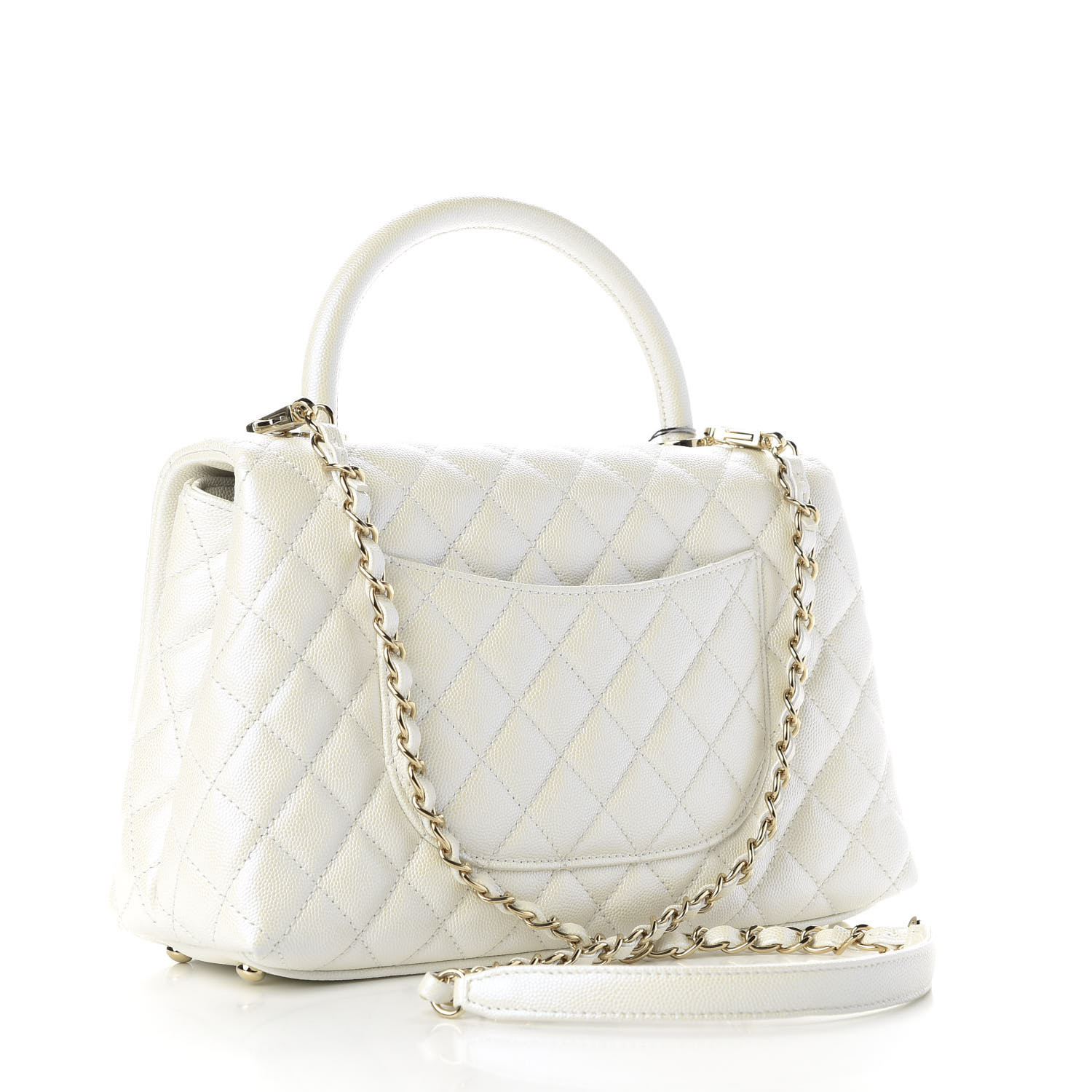 chanel coco handle iridescent white