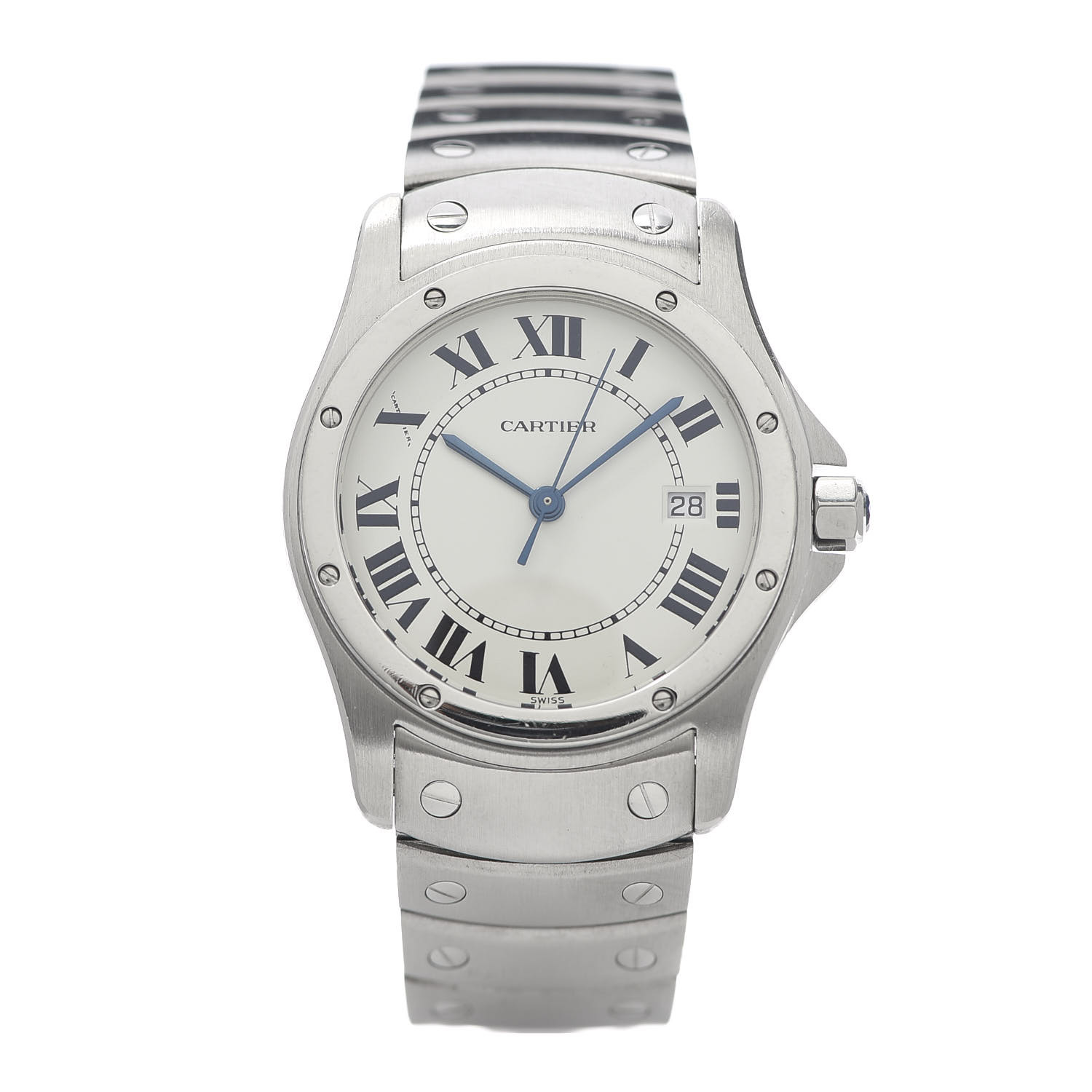 cartier stainless steel 29mm santos cougar quartz watch