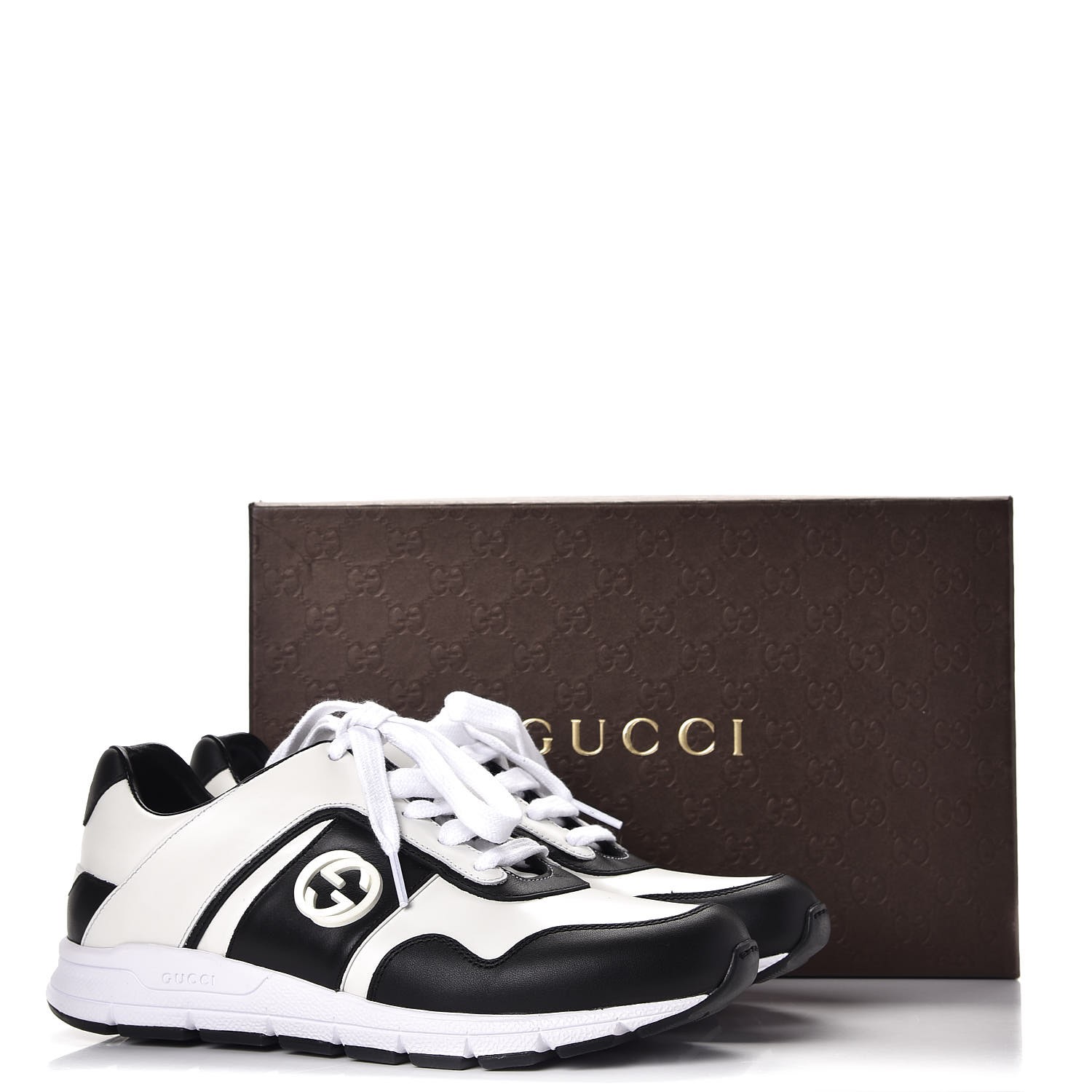 gucci trainers black and white