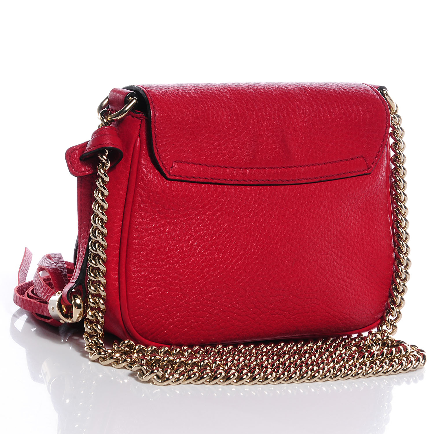GUCCI Leather Small Soho Chain Shoulder Bag Red 63333