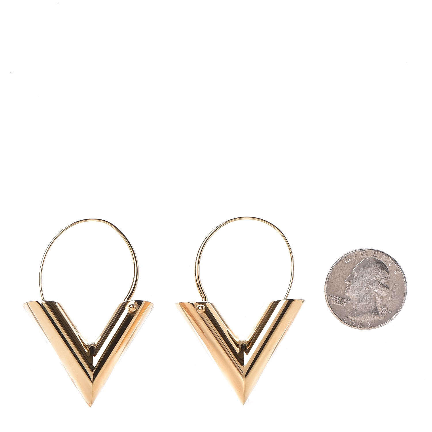 LOUIS VUITTON Brass Essential V Hoop Earrings Gold 166052