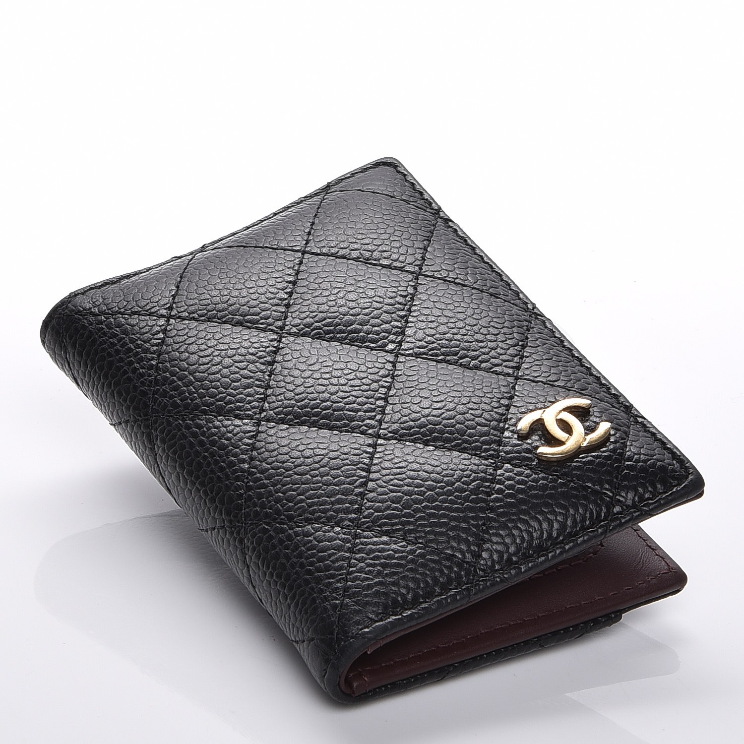 CHANEL Caviar Quilted Card Holder Wallet Black 219754
