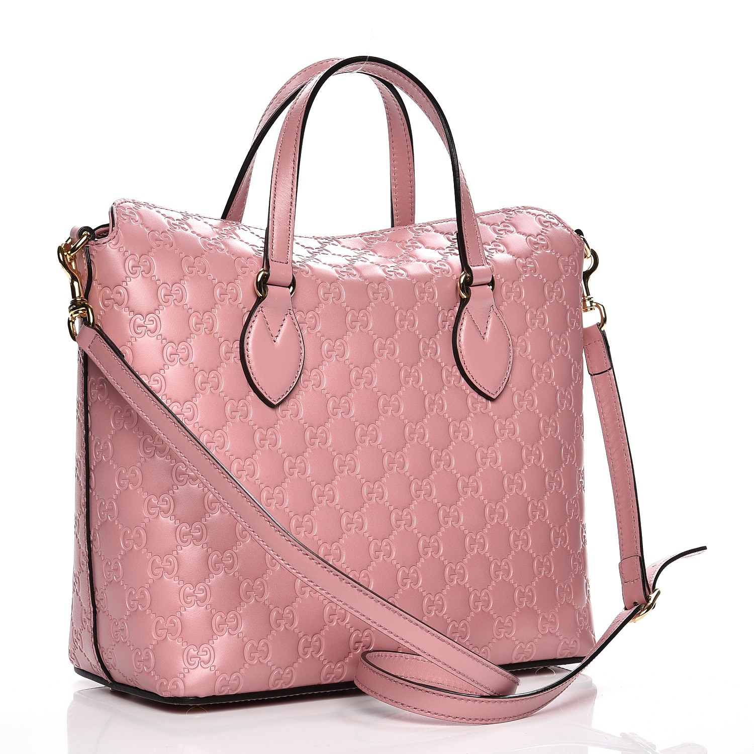 GUCCI Guccissima Linea A Bee Foldover Bag Pink 219769