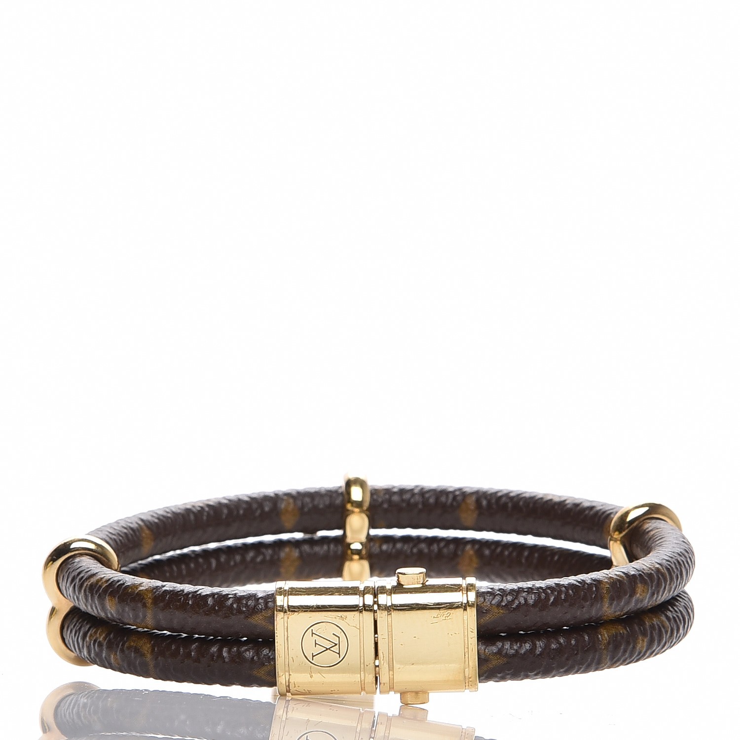 Monogram leather bracelet Louis Vuitton Brown in Leather - 31260208