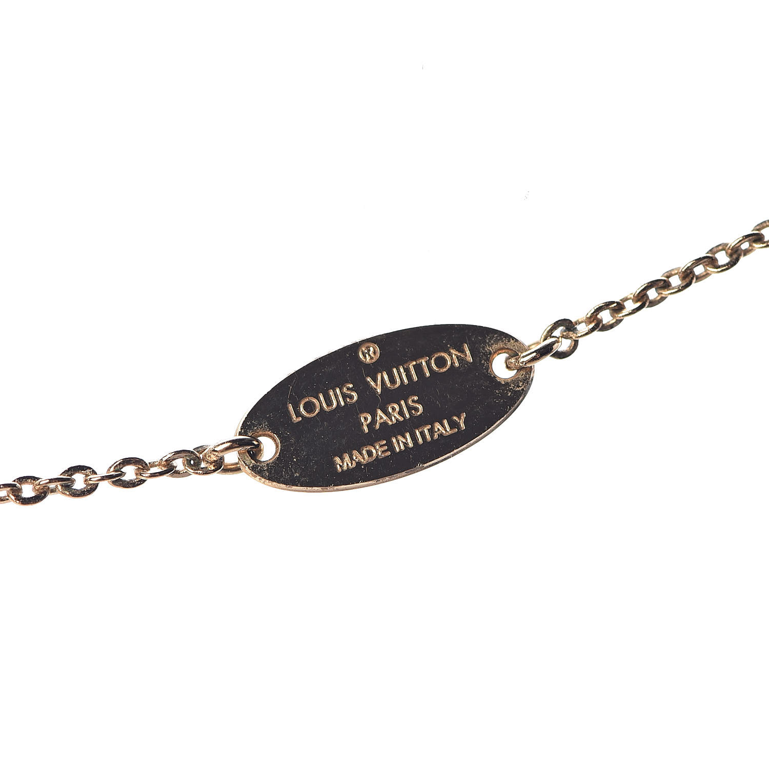 Louis Vuitton Rose Gold Dog Tag Pendant Necklace