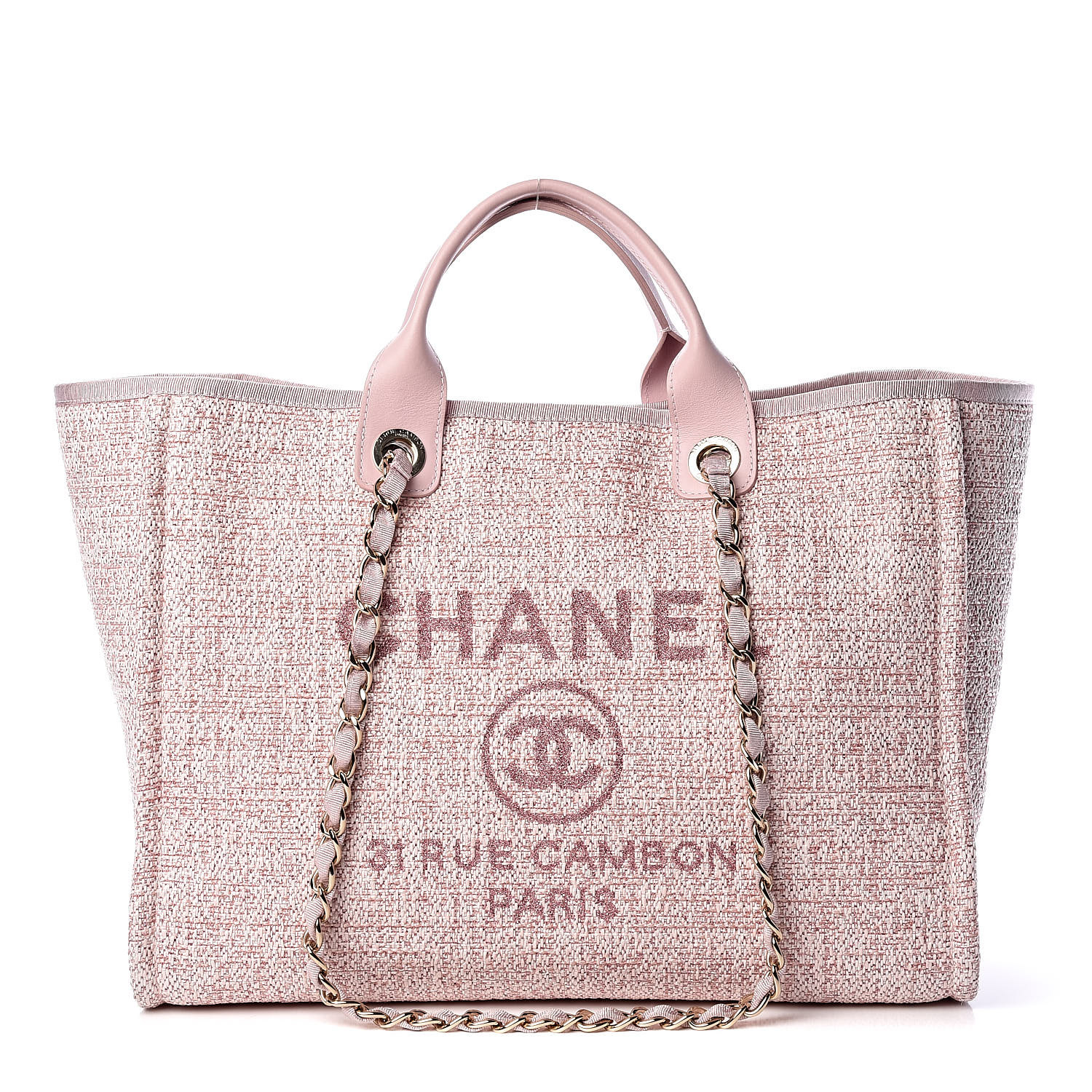 chanel straw lurex large deauville tote pink
