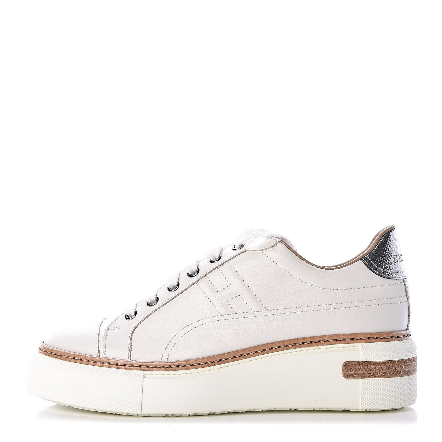 HERMES Calfskin Polo Sneakers 38.5 White 456022 | FASHIONPHILE