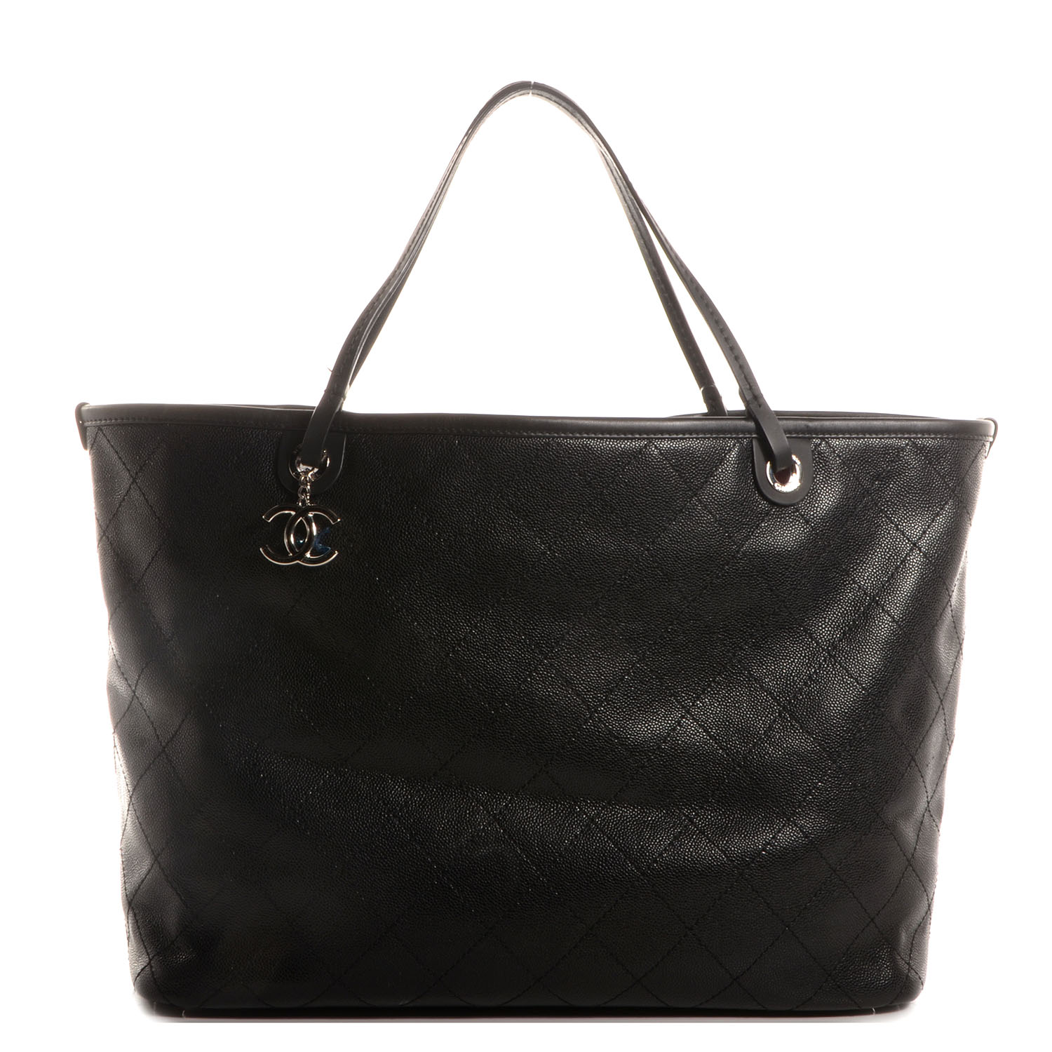 CHANEL Grained Calfskin Large Shopping Fever Tote Black 65553