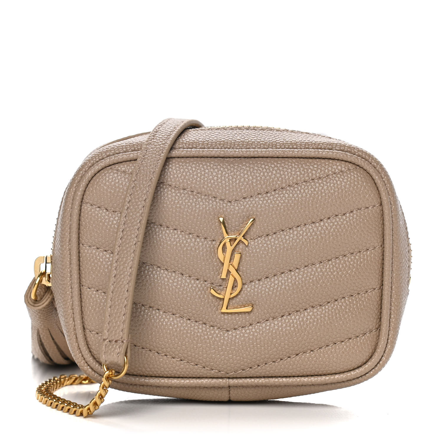 Saint Laurent Grain De Poudre Matelasse Monogram Baby Lou Camera Bag Dark Beige 7584 Fashionphile