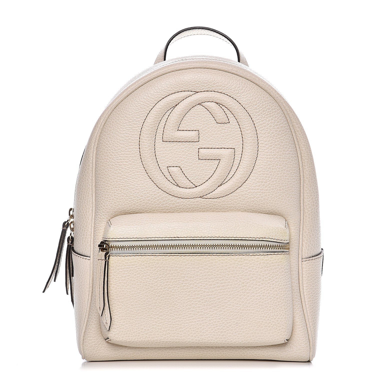 GUCCI Pebbled Calfskin Soho Chain Backpack Off White 214053