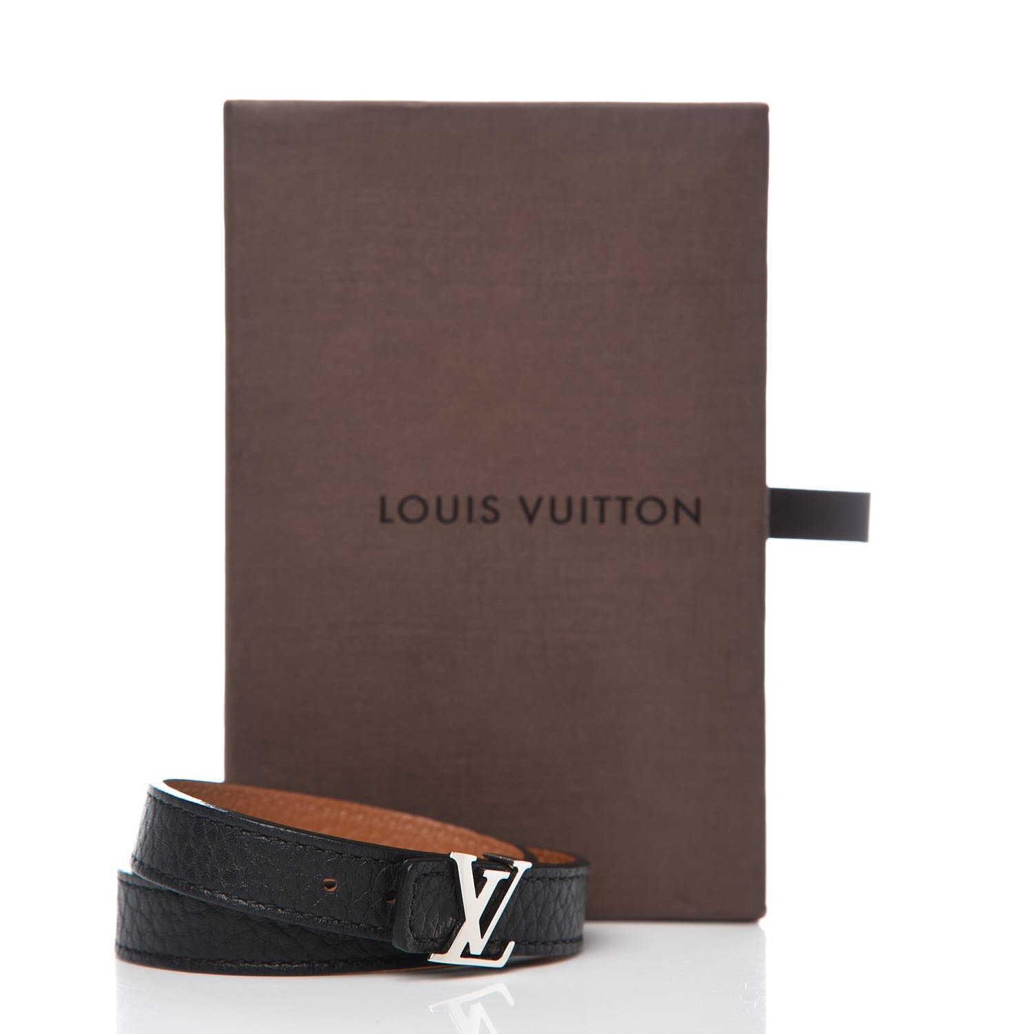 LOUIS VUITTON Taurillon LV Initiales Reversible Bracelet Brown Black 326180