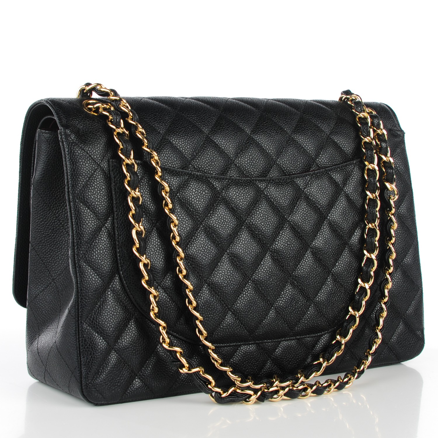 CHANEL Caviar Quilted Maxi Double Flap Black 126314 | FASHIONPHILE