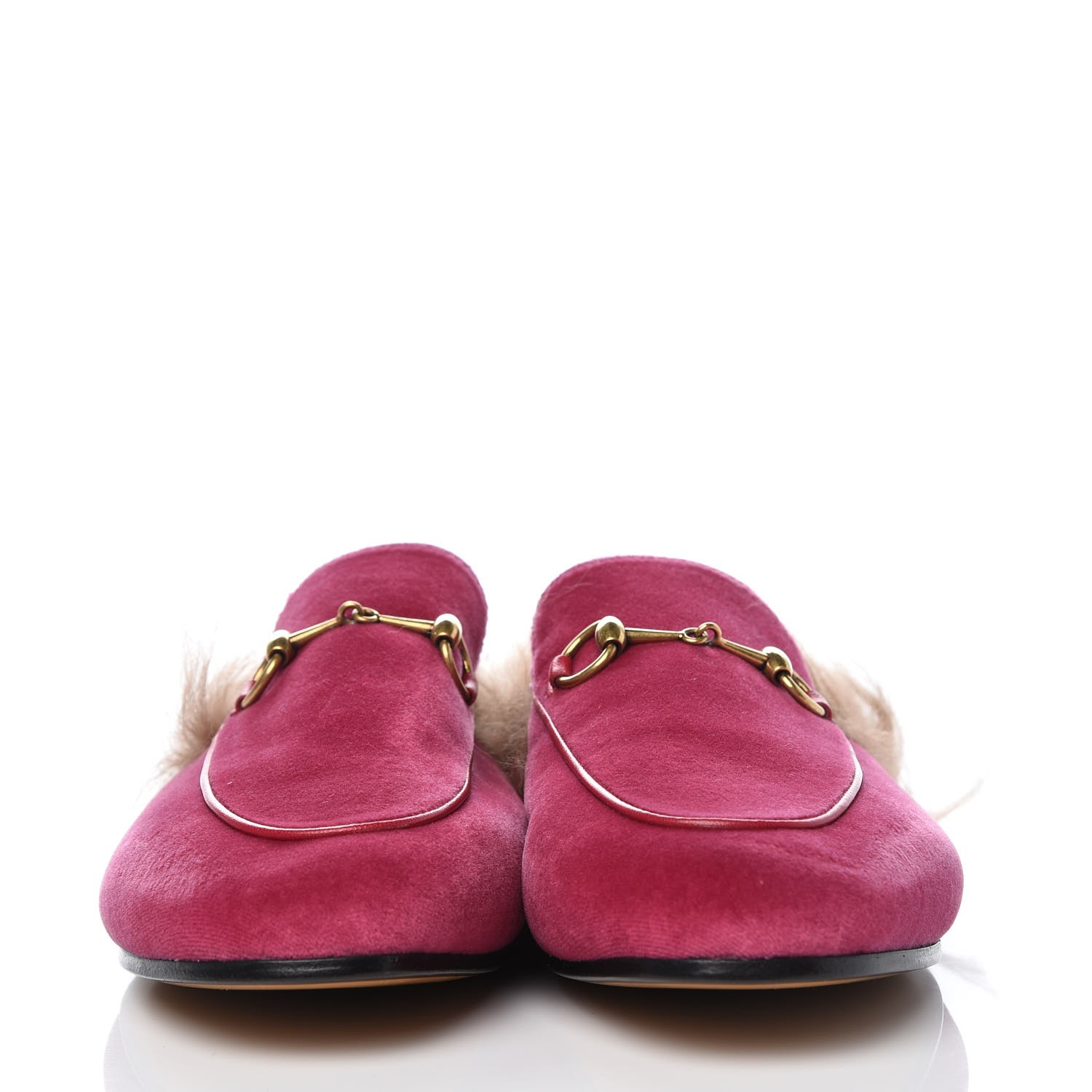 pink gucci fur slides