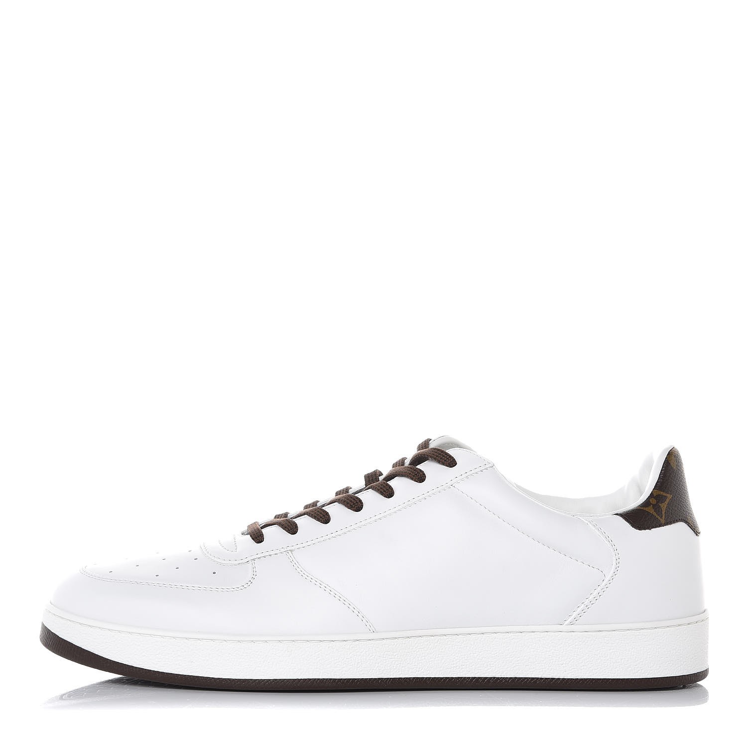 LOUIS VUITTON Calfskin Monogram Mens Rivoli Sneakers 10 White 352907