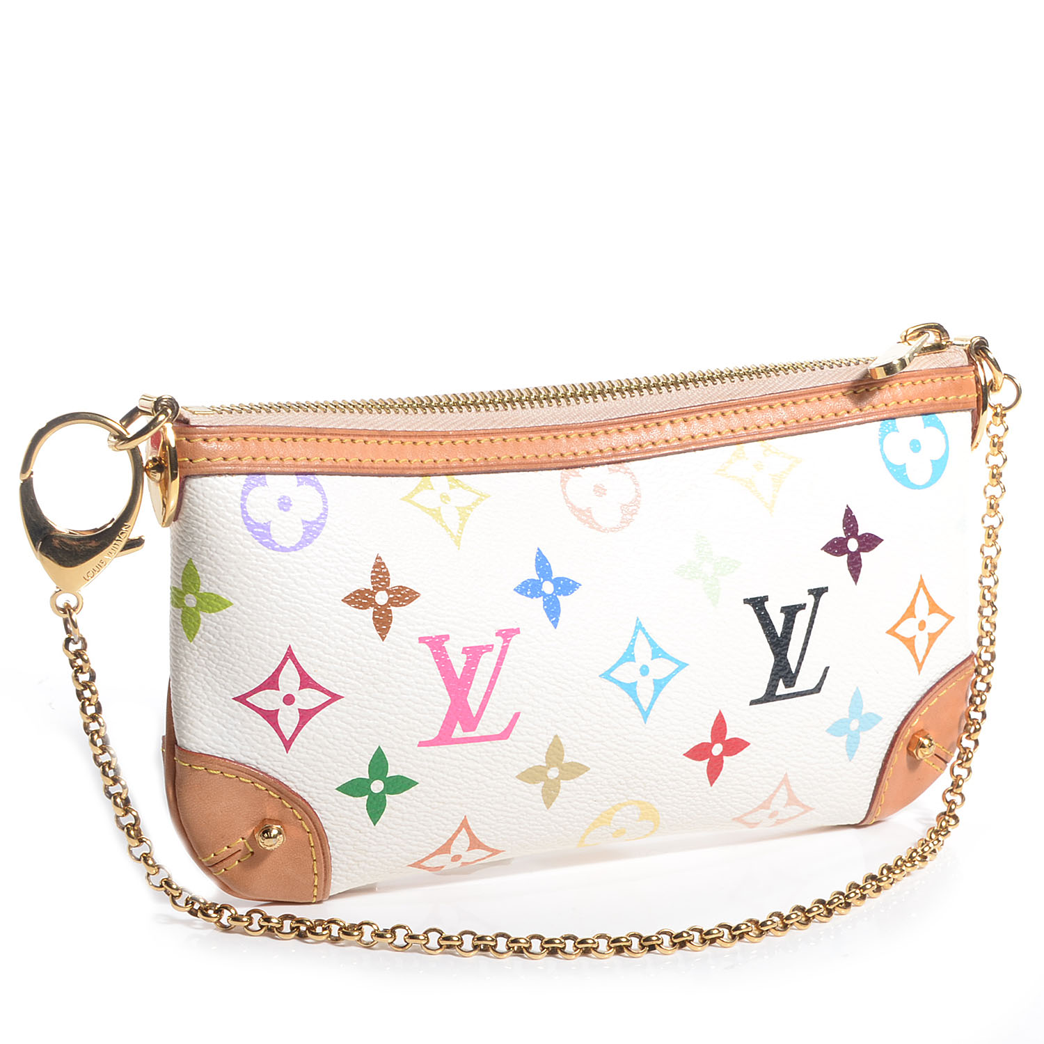 LOUIS VUITTON Monogram Multicolor Pochette Milla MM White 70906