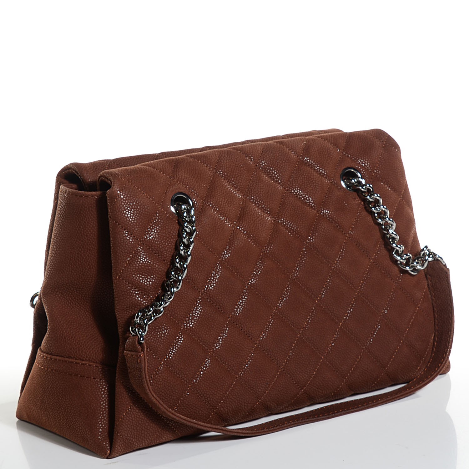 CHANEL Iridescent Caviar Quilted Lady Pearly Tote Brown 104746