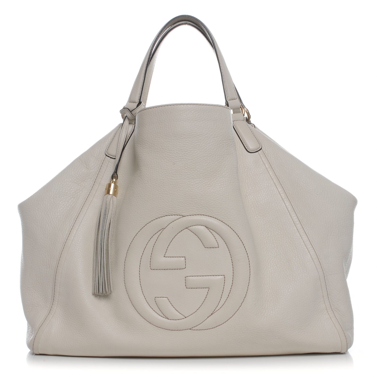 GUCCI Leather Large Soho Shoulder Bag Off White 47726