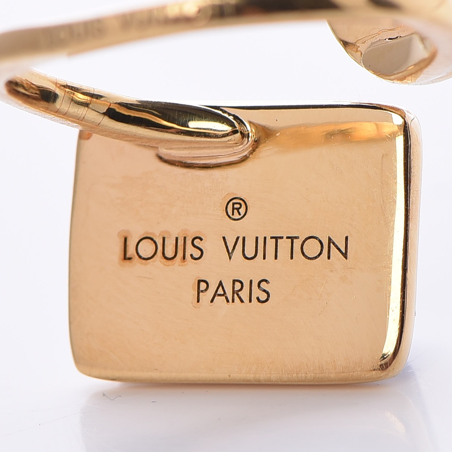 LOUIS VUITTON Gold Tone Blue Lace Agate Ring M 311981