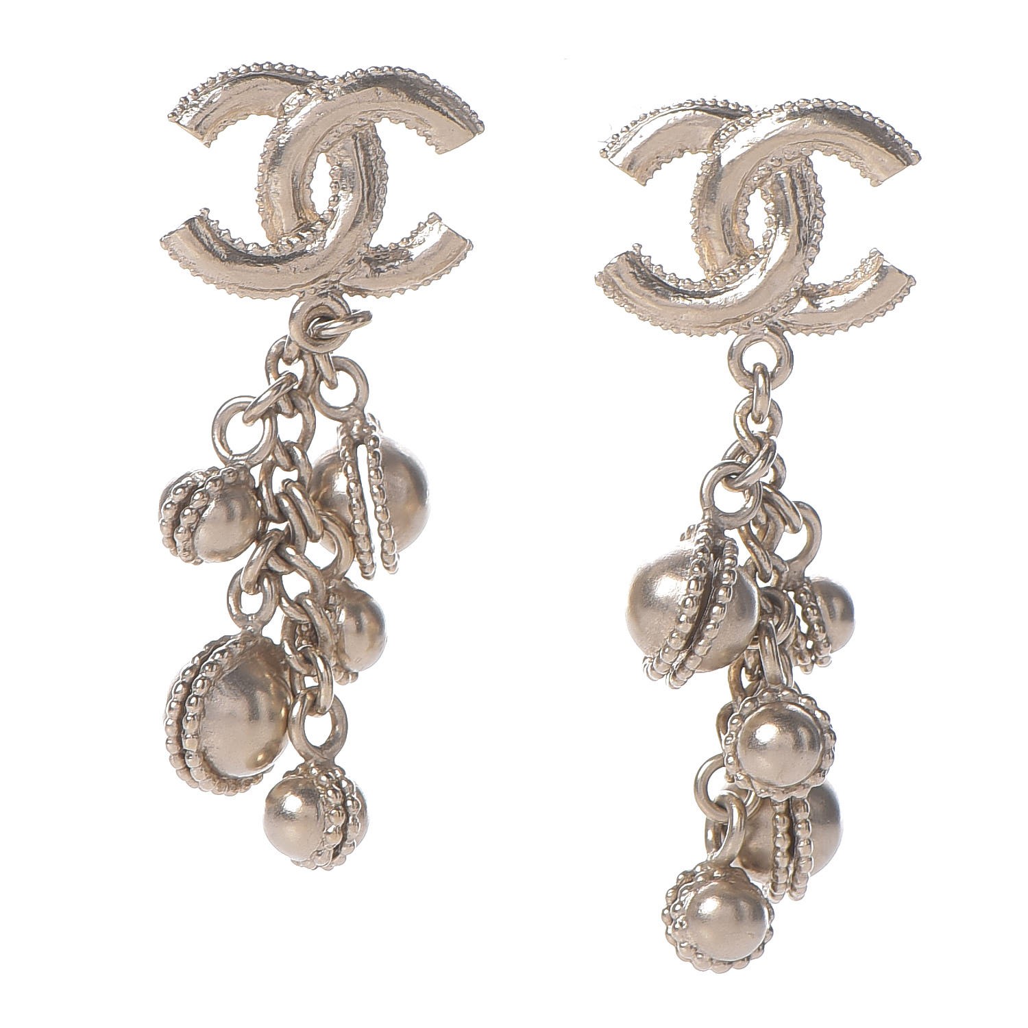 CHANEL CC Dangle Earrings Matte Gold 285820