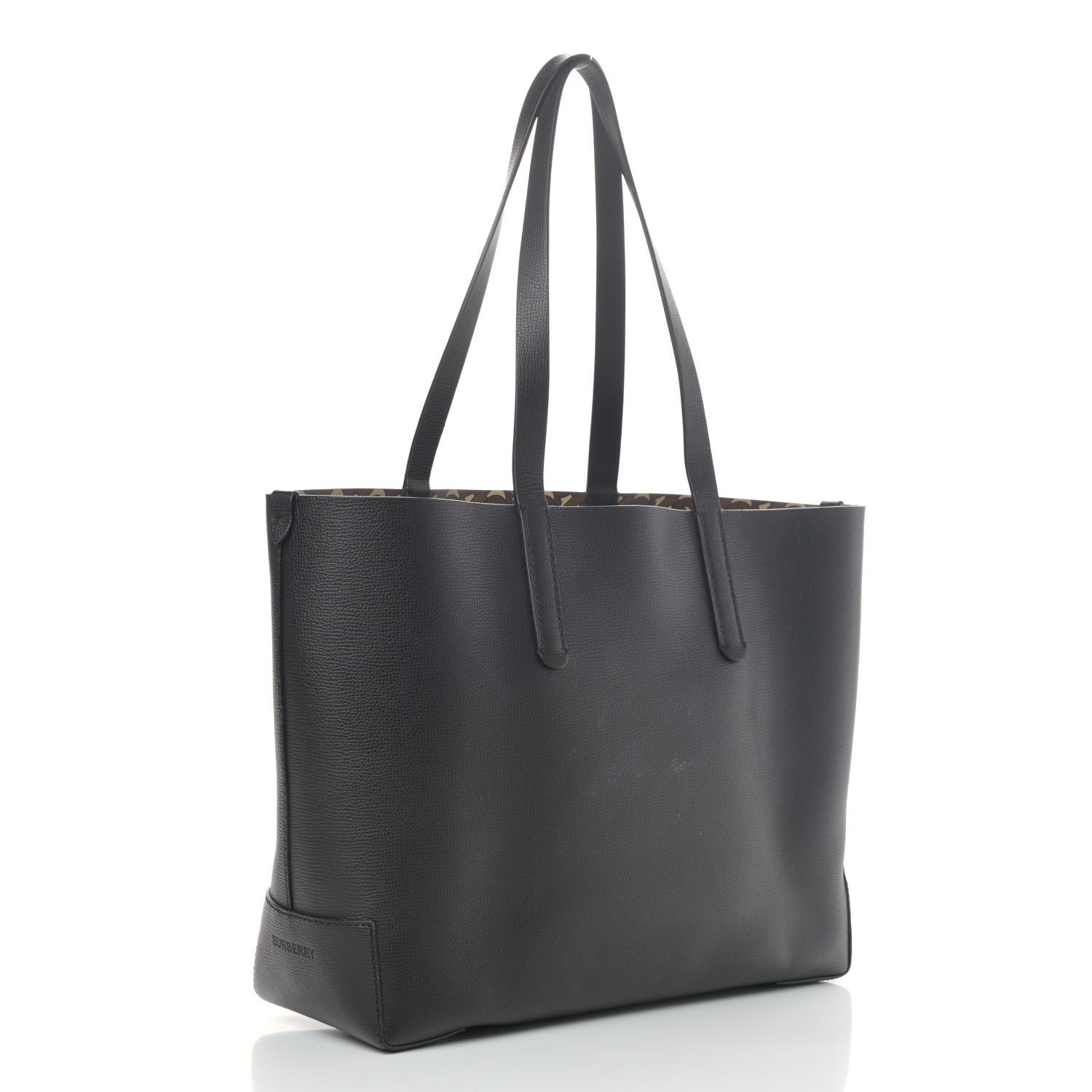 BURBERRY Calfskin TB  Motif  Embossed Medium Tote Black 