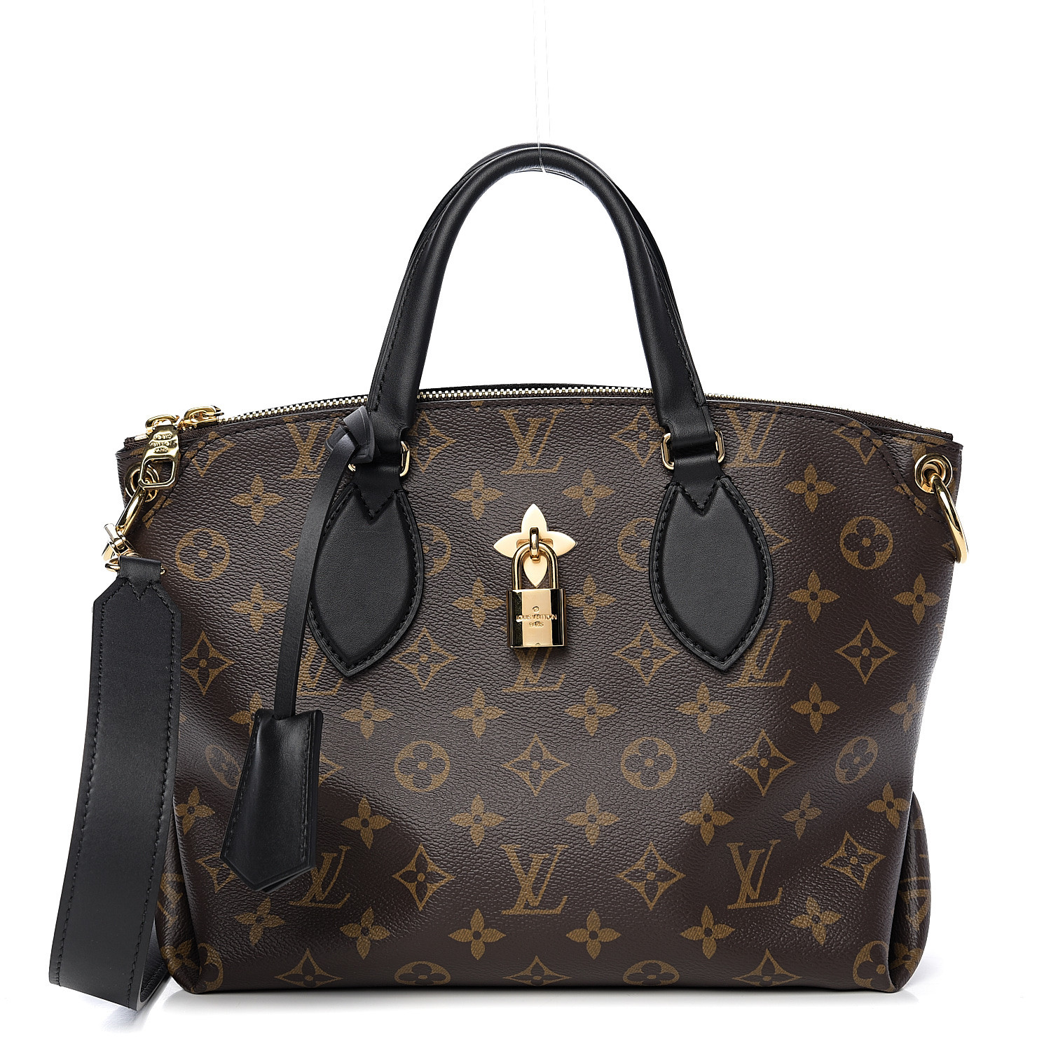 LOUIS VUITTON Monogram Flower Zipped Tote PM Black 557803