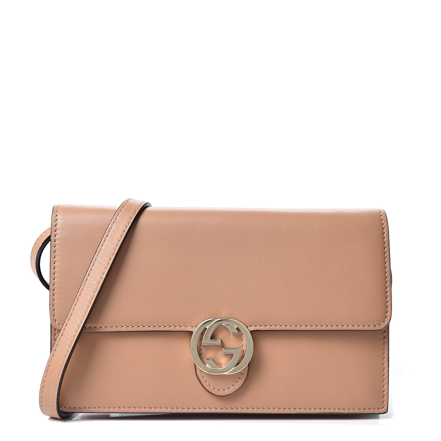 GUCCI Calfskin Icon Wallet Rose Beige 